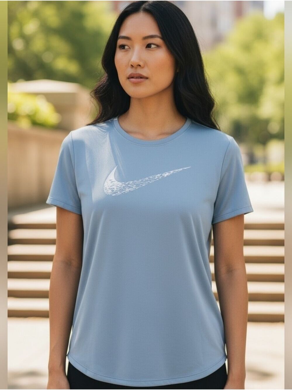 Nike Women’s Light Blue Dri-Fit Logo Tee #T8